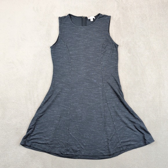 Womens Fit and Flare Skater Dress Black Grey Heathered Space Dye Stretch Size M — photo 2